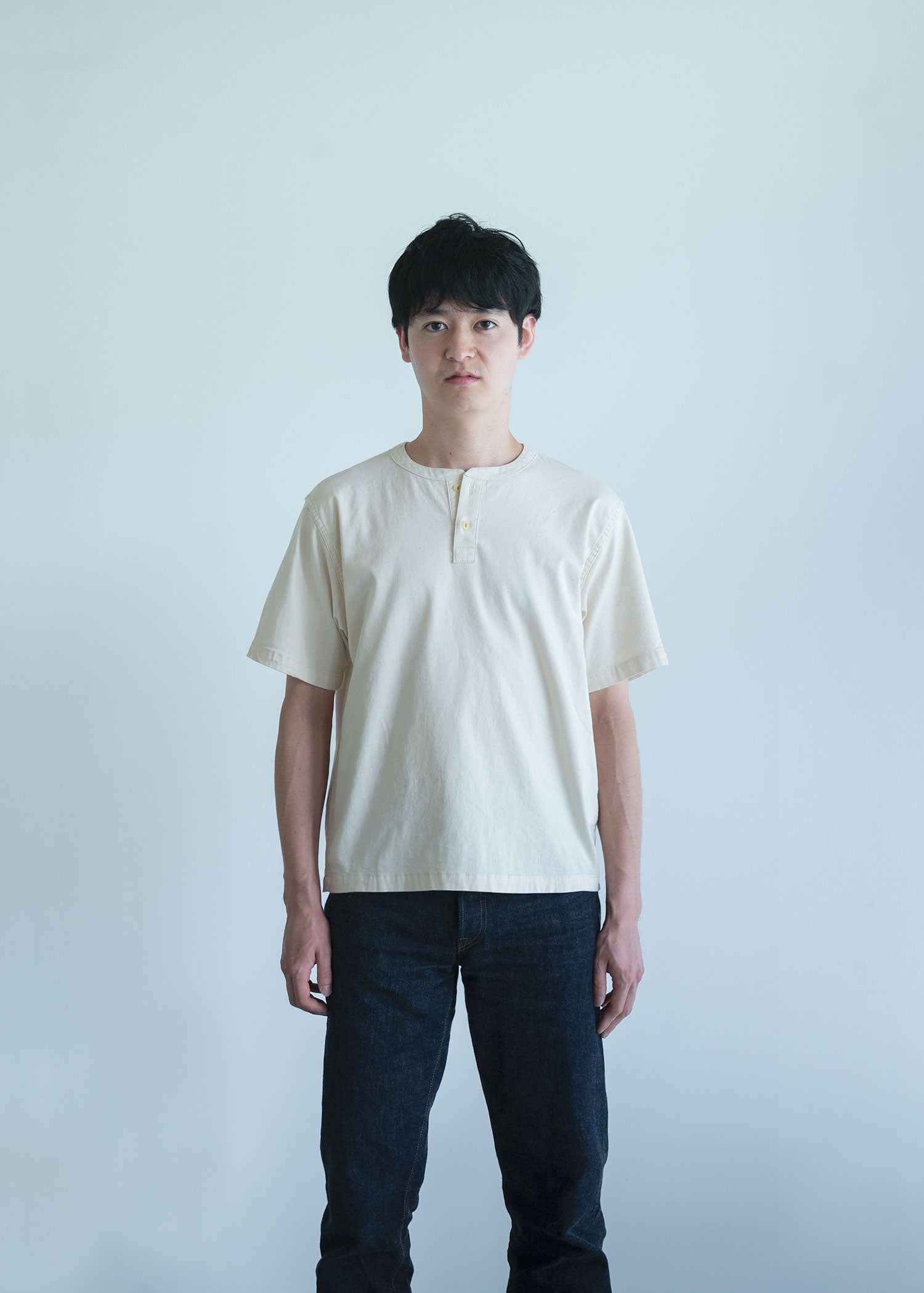 Denim Henley Tee / INDIGO / SAKURA / ECRU