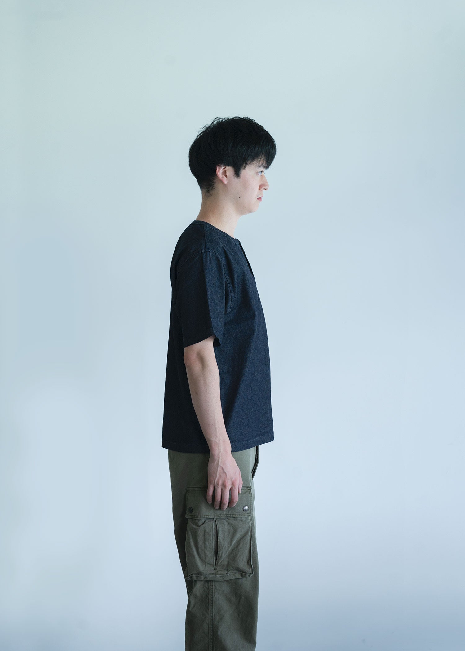 Denim Henley Tee / INDIGO / SAKURA / ECRU